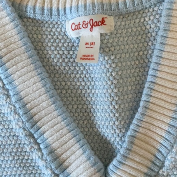 Cat & Jack Blue Knit Sweater Vest V-Neck - Picture 2 of 2